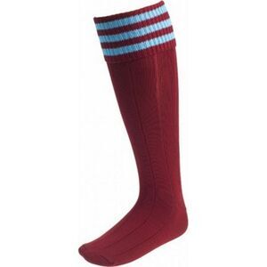 Euro Childrens/Kids Stripe Detail Football Socks / Maroon/Sky Blue